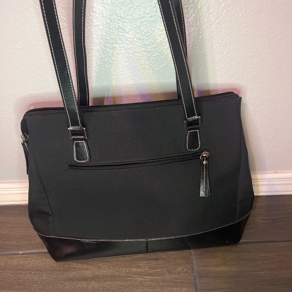 Etienne Aigner Large Leather Trim Tote (Black)